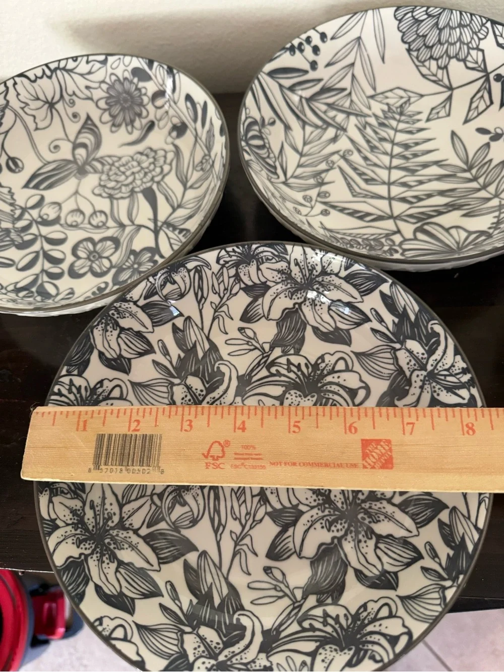 Decorative Floral Ceramic Bowl - grey  and White